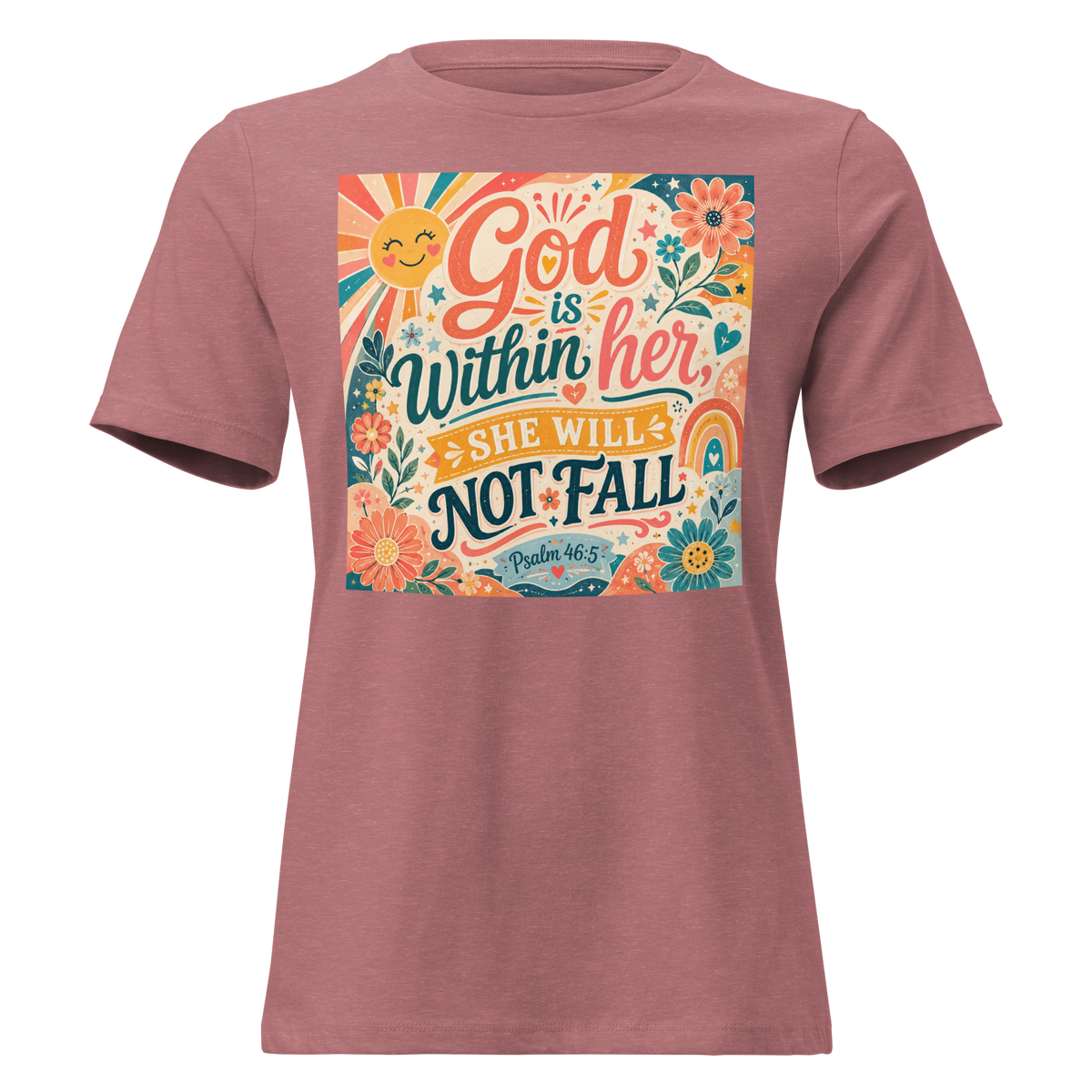 She Will Not Fall Psalm 46:5 women's Bible verse T-shirt