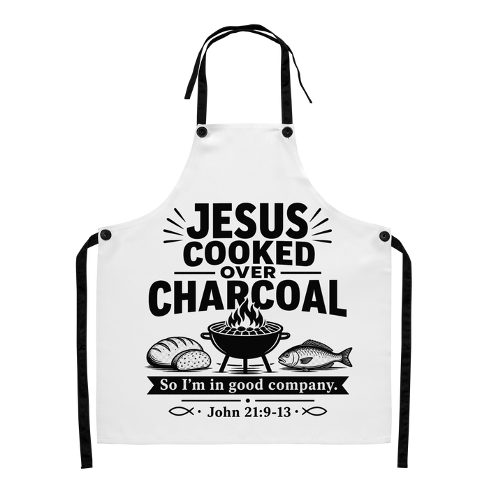Jesus cooked over charcoal apron
