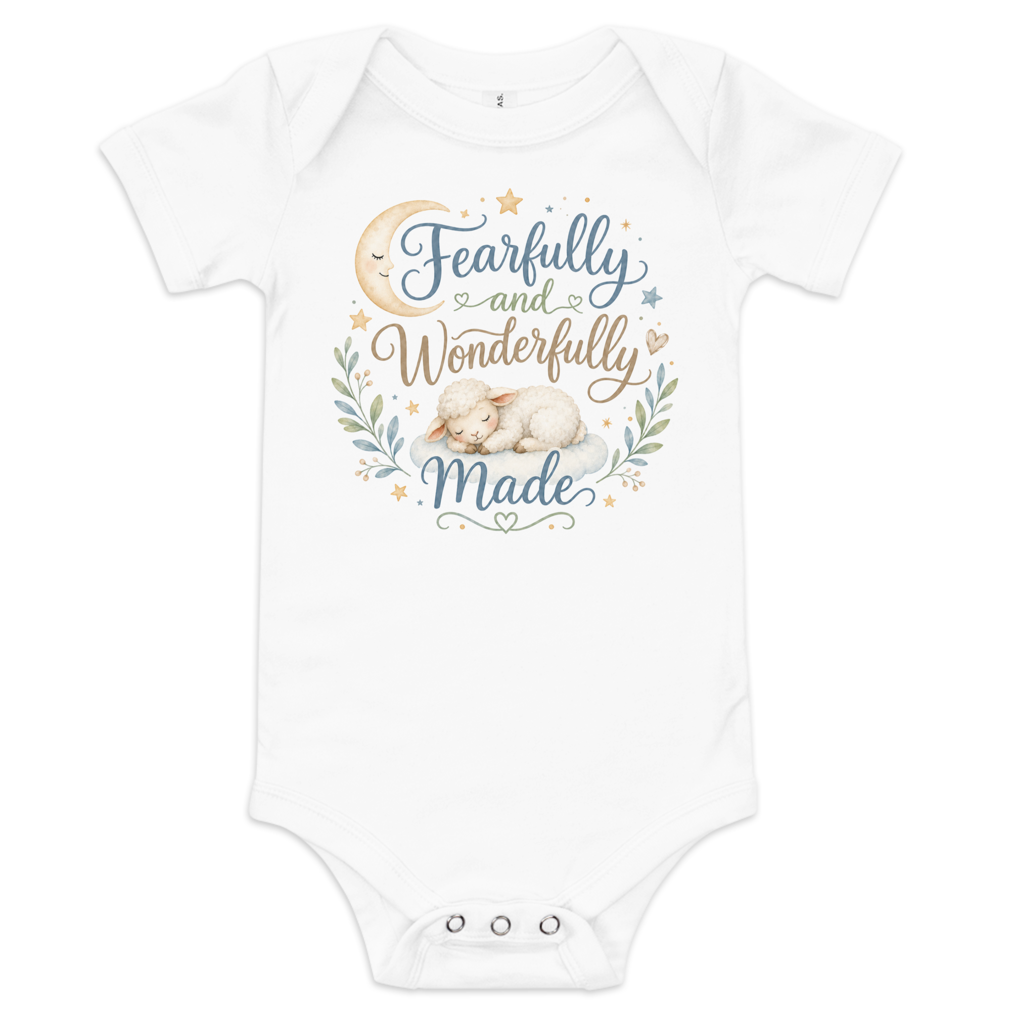 Fearfully and Wonderfully Made Lamb Baby short sleeve one piece