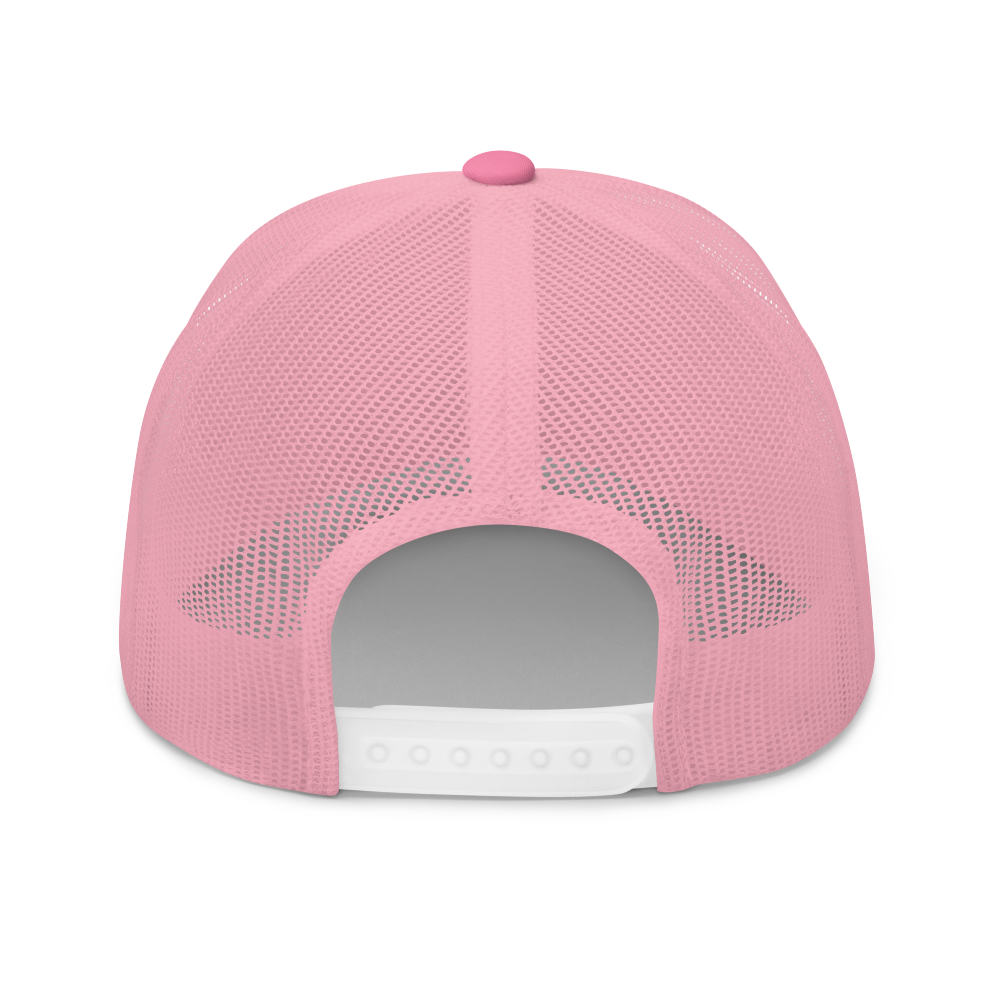 Pink mesh cap with a white brim on a white background