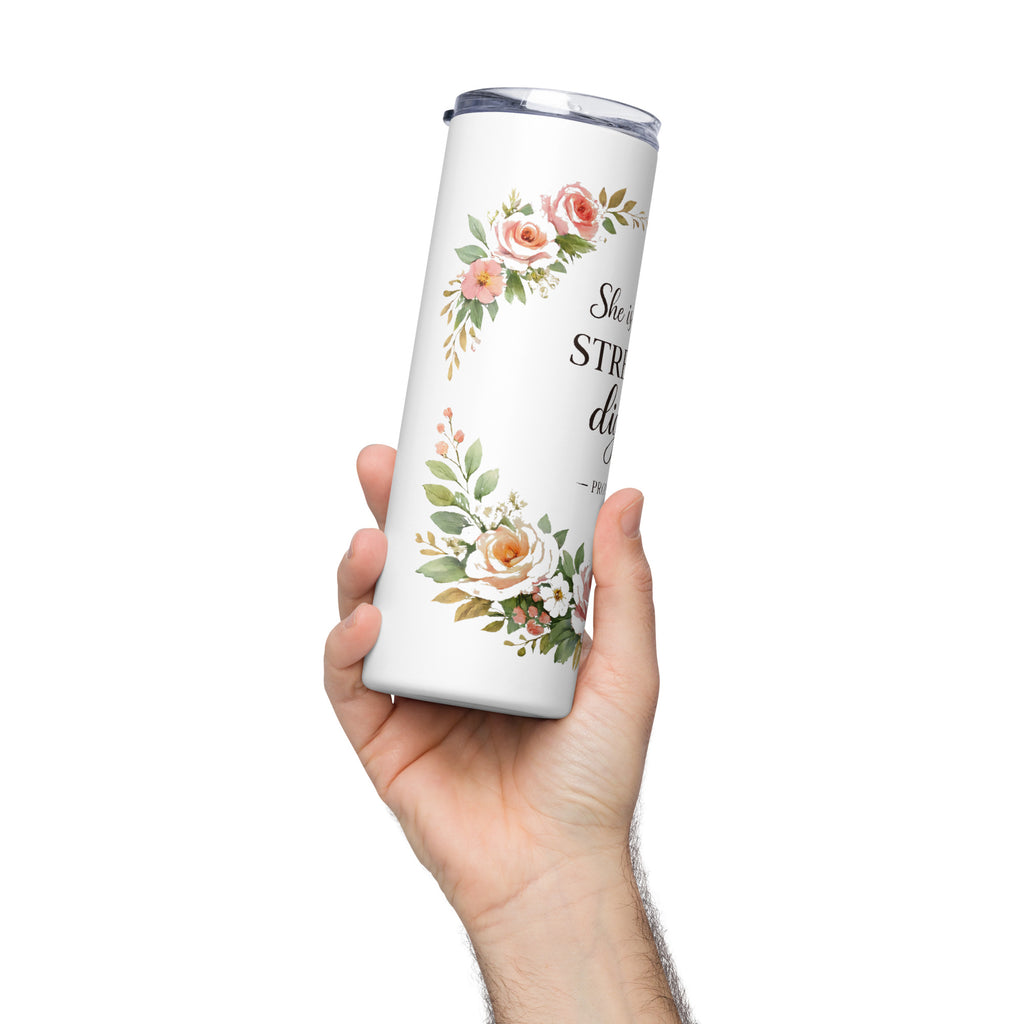 Proverbs 31 Tumbler She is clothed in Strength and Dignity SIDE LEFT