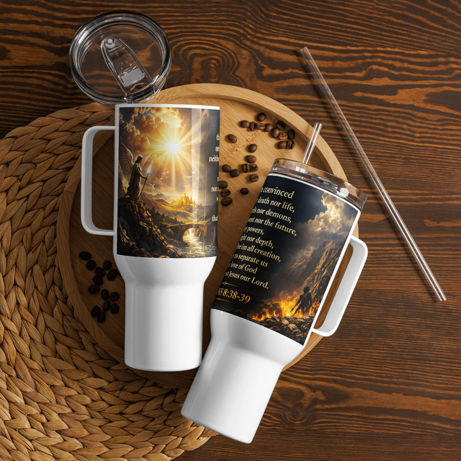Romans 8:38-39 Travel Mug with Handle