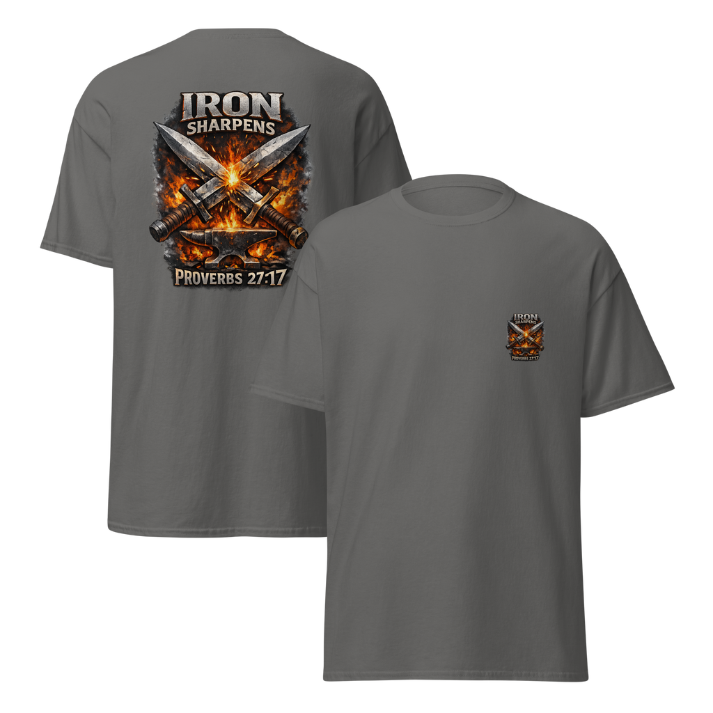Iron Sharpens Iron Proverbs 27:17  Christian Men's Tee