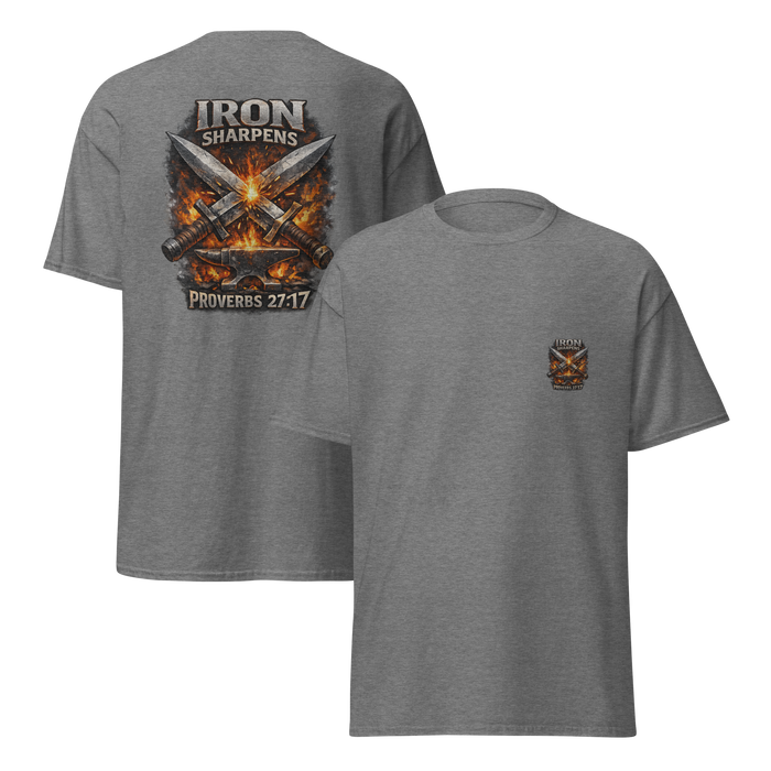 Iron Sharpens Iron Proverbs 27:17  Christian Men's Tee