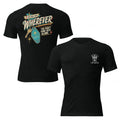 Two black short-sleeve t-shirts shown on a white background, displaying the front and back views. The back shirt features a large graphic with a key, a teal tag reading 'PRINCE 2', and text that reads 'ANOTHER DAY WHEREVER YOU DON'T COME HERE ALONE' with 'PRINCE 2' highlighted.