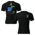 Black short-sleeve t-shirt shown from the front and back on a white background. The front features a small white cross and 'JESUS IS LIFE SAVIOR' graphic on the left chest.