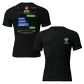 Black short-sleeve t-shirt shown from both front and back. The front features a small white cross and 'LIVE ROUTED' logo on the left chest.