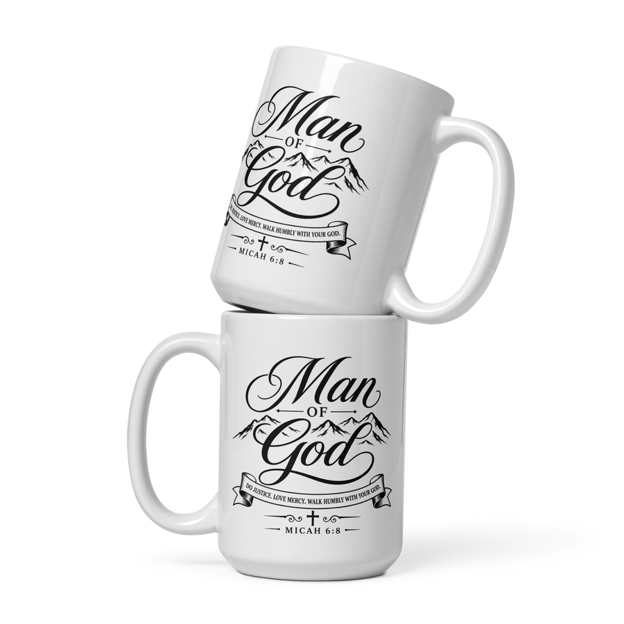 Man of God Coffee Mug – Micah 6:8 | Christian Gift for Him | Father's Day