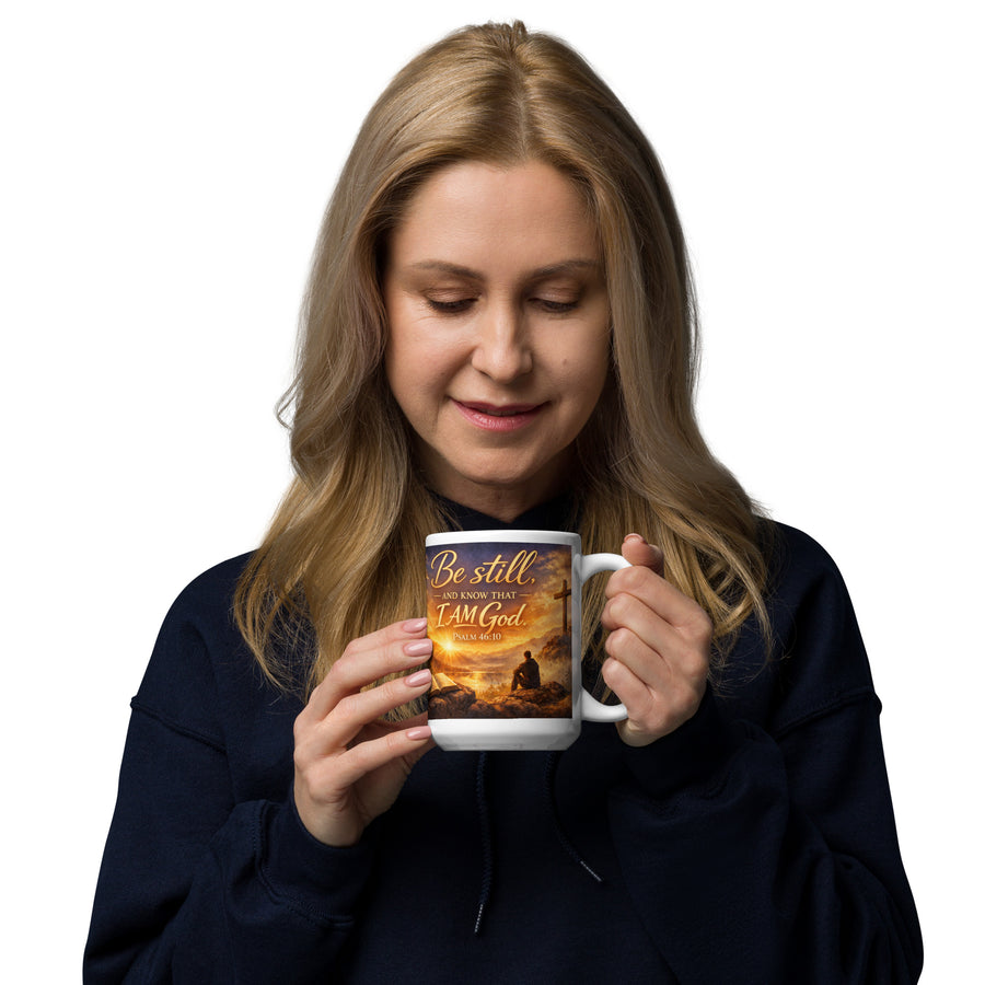 Be Still and Know – Psalm 46:10 White Glossy Mug