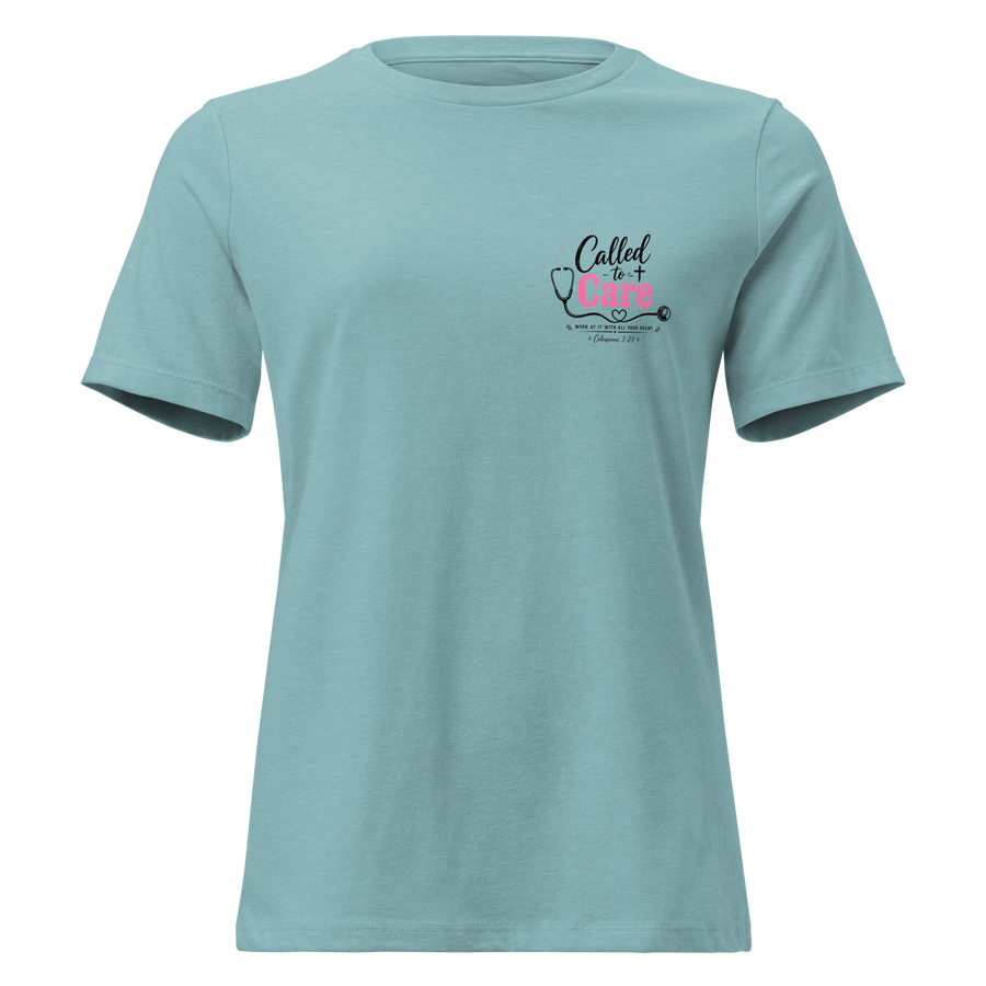Called to Care Women's Fitted Relaxed T-Shirt featuring Colossians 3:23 Light Colors