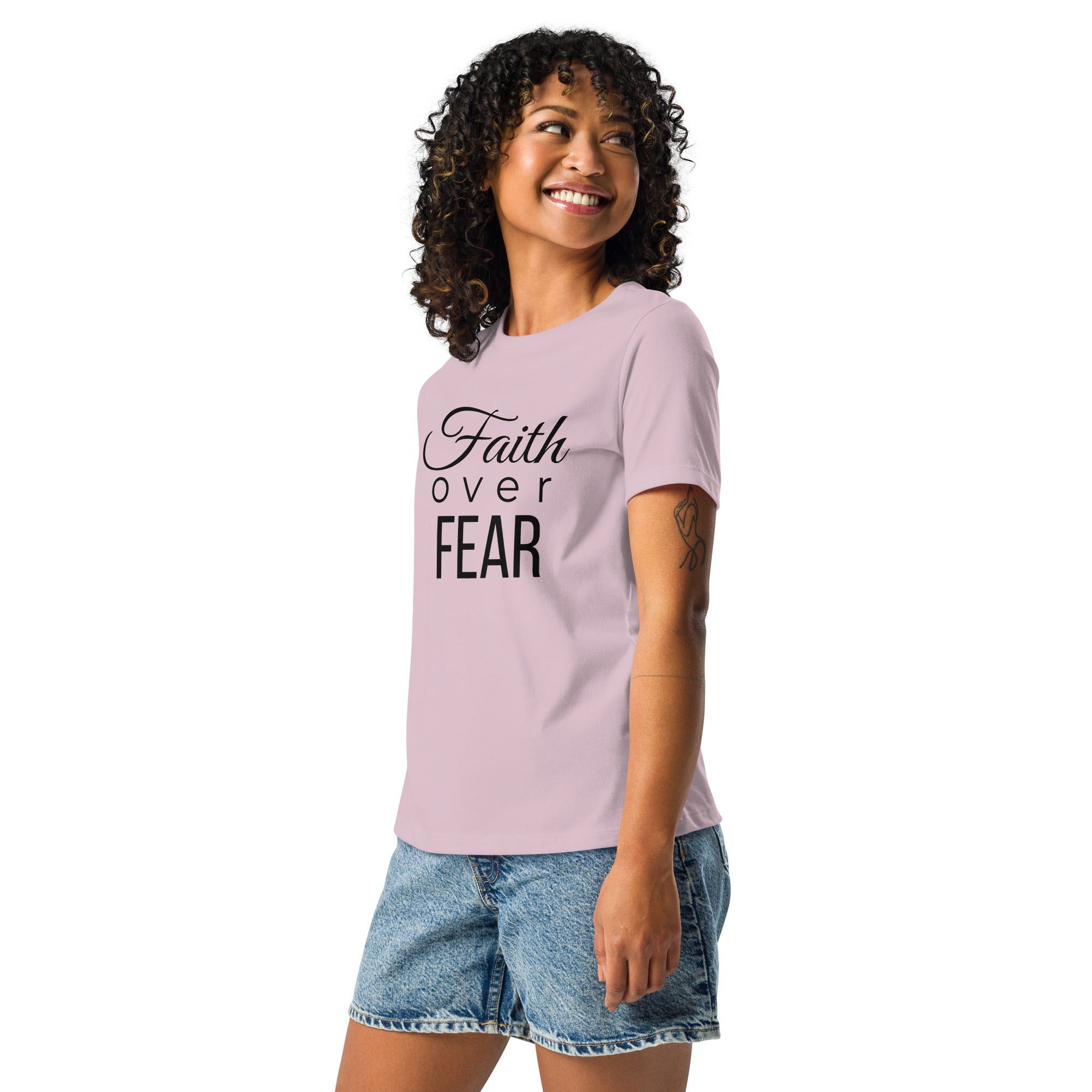 Faith Of Fear T Shirt Heather pink