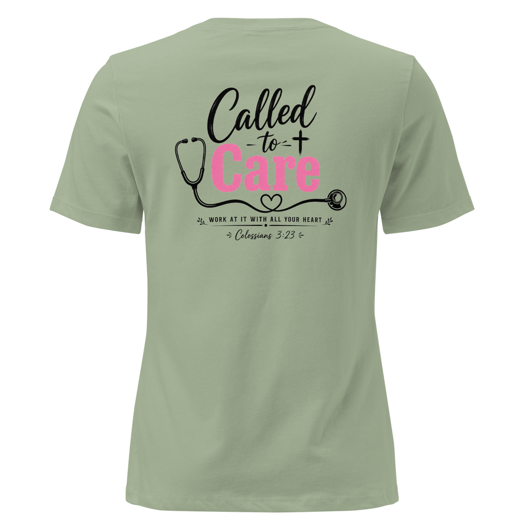 Called to Care Women's Fitted Relaxed T-Shirt featuring Colossians 3:23 Light Colors