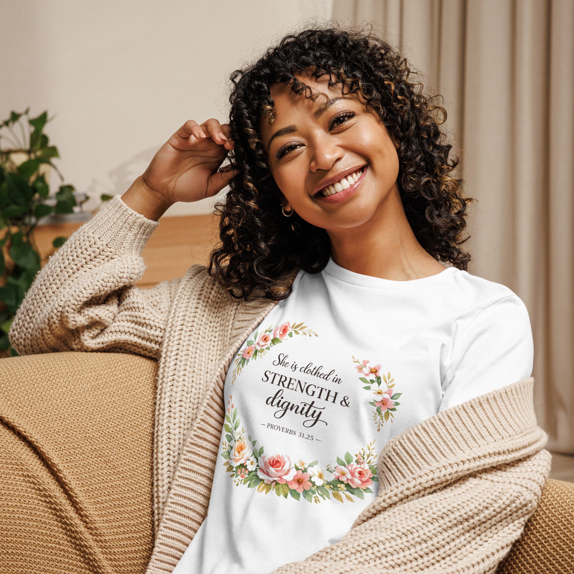 Proverbs 31 Shirt She is clothed in strength and dignity white
